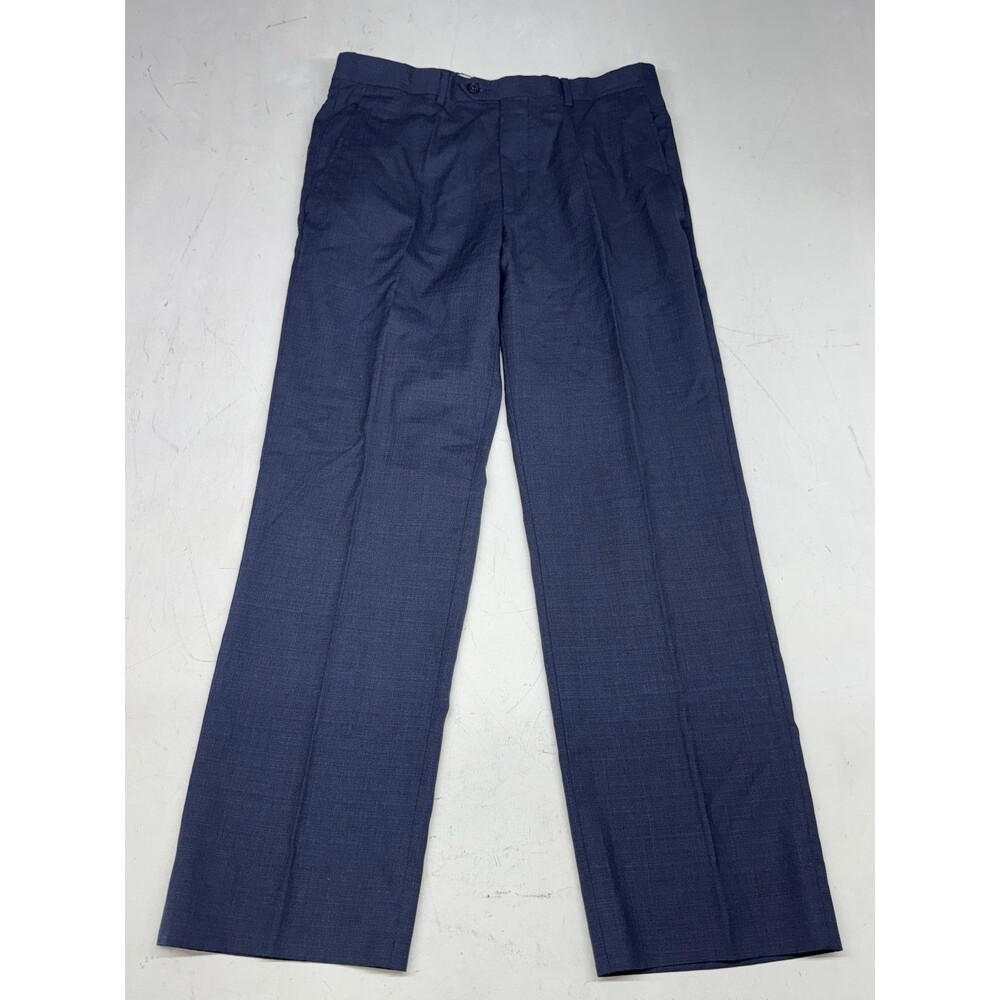 Santorelli Pants Mens 34x29.5 Blue Romeo 100% Wool Flat Front Italy Trousers